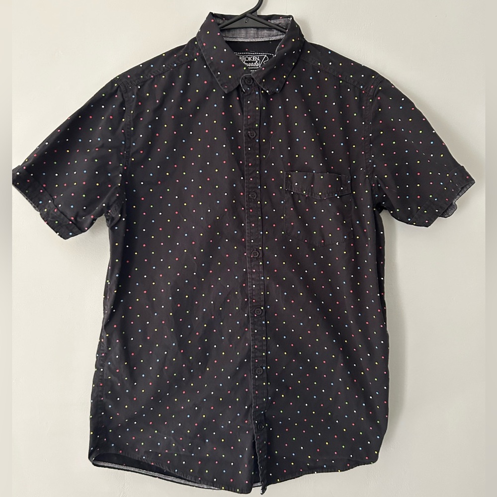 Multi-color Polka Dot Short-sleeve Button-down